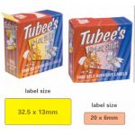 RTP/101,  Tubee's Hi-low laser printer labels 25x13 mm (2016 labels)