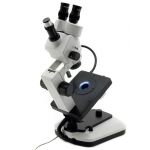 OPTIGEM-2,  Gemological trinocular stereozoom microscope, 7x...45x, tilting stand, incident & transmitted LED illumination system