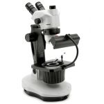 OPTIGEM-4,  Gemological trinocular stereozoom microscope, 7x...45x, , tilting stand, fluorescent bulb (incident) & halogen bulb (transmitted)