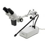 ST-50LED,  Binocular stereomicroscope, 20x, Fixed head,  45° inclined forwards, LED incident light on flexible Arm