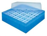 B51R,  Storage box in Polypropylene, 130 x 130 x 50mm, with 10 x 10 grid, for 100 Microtubes 0.5 ML (bulk or strip), Color: Red, 1 Box